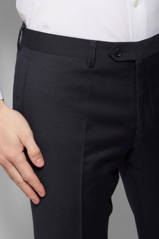 Navy Signature Italian Wool Sharkskin Suit: Trousers